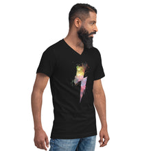 Load image into Gallery viewer, Unisex V-Neck T-Shirt - Cosmic Paint Bolt