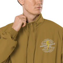 Load image into Gallery viewer, Recycled Tracksuit Jacket  - ESP Globe Collection Silver on Gold/&quot;Olive Oil&quot;
