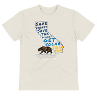 Sustainable Eco-friendly Unisex T-Shirt - Cali Bear - Save Money, Save the Planet, Get Solar!