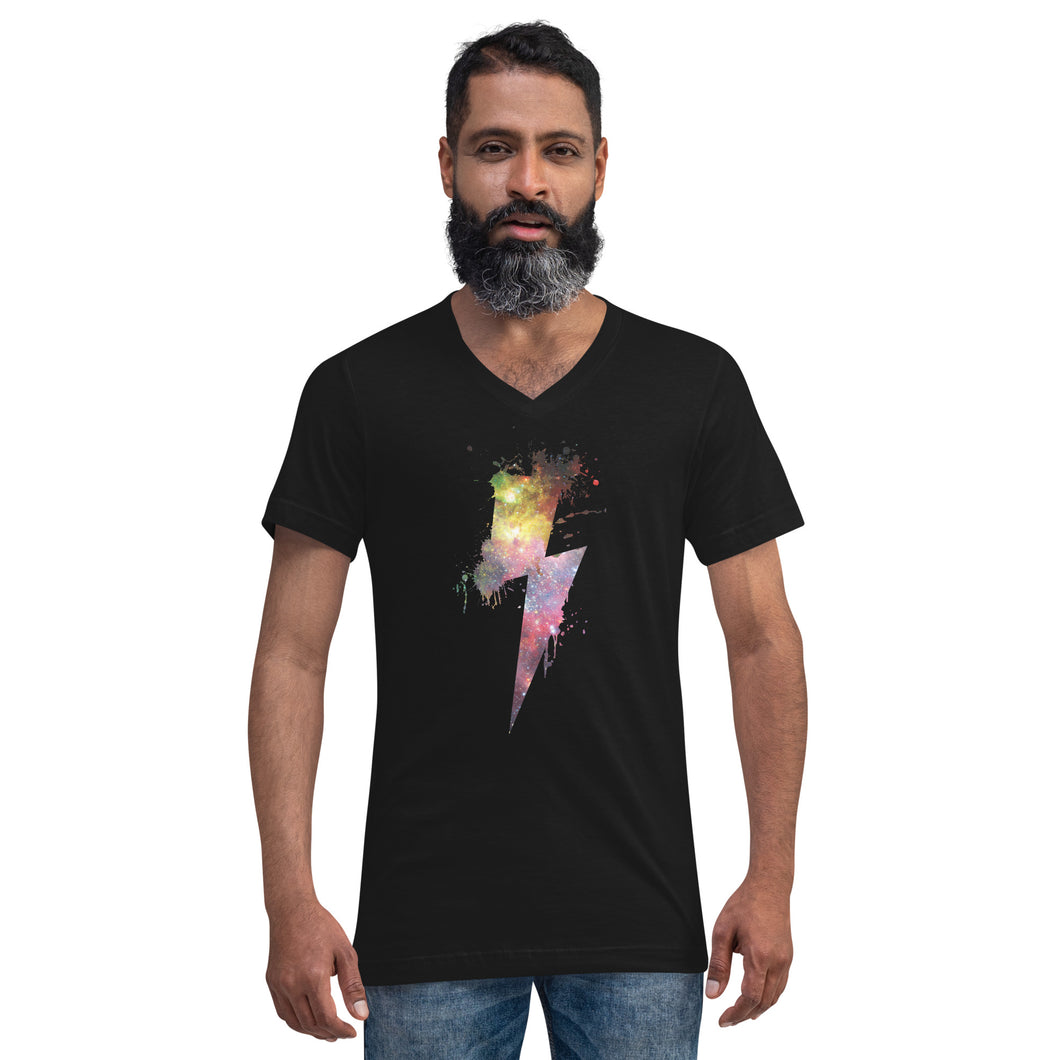 Unisex V-Neck T-Shirt - Cosmic Paint Bolt