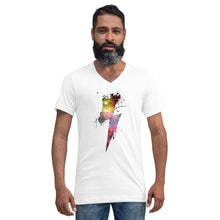 Load image into Gallery viewer, Unisex V-Neck T-Shirt - Cosmic Paint Bolt
