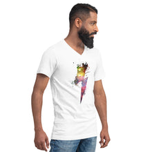 Load image into Gallery viewer, Unisex V-Neck T-Shirt - Cosmic Paint Bolt
